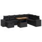 Preview: 9-tlg. Garten-Sofagarnitur mit Kissen Schwarz Poly Rattan
