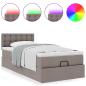 Preview: Ottomane Bett mit Matratze & LEDs Taupe 90x200 cm Stoff