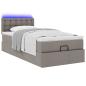 Preview: Ottomane Bett mit Matratze & LEDs Taupe 90x200 cm Stoff