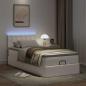 Preview: Ottoman-Bett mit Matratzen & LEDs Reinweiß 90x190 cm Kunstleder