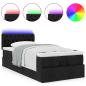 Preview: Ottoman-Bett mit Matratze & LEDs Schwarz 90x190 cm Stoff