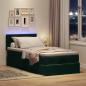 Preview: Ottoman-Bett mit Matratze & LEDs Dunkelgrün 90x190 cm Samt