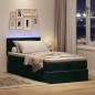 Preview: Ottoman-Bett mit Matratze & LEDs Dunkelgrün 90x190 cm Samt