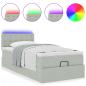Preview: Ottoman-Bett mit Matratze & LEDs Hellgrau 90x190 cm Samt