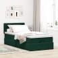 Preview: Ottoman-Bett mit Matratze & LEDs Dunkelgrün 90x190 cm Samt