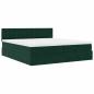 Preview: Ottoman-Bett mit Matratzen & LEDs Dunkelgrün 160x200 cm Samt