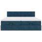 Preview: Ottoman-Bett mit Matratzen & LEDs Dunkelblau 160x200 cm Samt