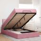 Preview: ARDEBO.de - Ottomane Bett mit Matratze & LEDs Rosa 120x190 cm Samt