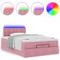 Preview: Ottomane Bett mit Matratze & LEDs Rosa 120x190 cm Samt