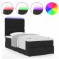 Preview: Ottoman-Bett mit Matratze & LEDs Schwarz 90x190 cm Stoff