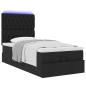 Preview: Ottoman-Bett mit Matratze & LEDs Schwarz 90x190 cm Stoff