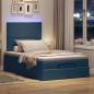 Preview: Ottoman-Bett mit Matratze & LEDs Blau 120x190 cm Stoff