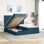 Preview: ARDEBO.de - Ottoman-Bett mit Matratzen Dunkelblau 160x200 cm Samt