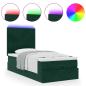 Preview: Ottoman-Bett mit Matratzen & LEDs Dunkelgrün 90x190 cm Samt
