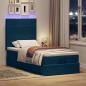 Preview: Ottoman-Bett mit Matratzen & LEDs Dunkelblau 90x190 cm Samt