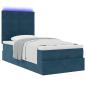 Preview: Ottoman-Bett mit Matratzen & LEDs Dunkelblau 90x190 cm Samt