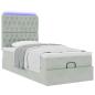 Preview: Ottoman-Bett mit Matratzen & LEDs Hellgrau 90x190 cm Samt