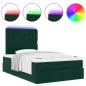 Preview: Ottoman-Bett mit Matratzen & LEDs Dunkelgrün 120x190 cm Samt