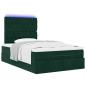 Preview: Ottoman-Bett mit Matratzen & LEDs Dunkelgrün 120x190 cm Samt