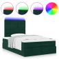 Preview: Ottoman-Bett mit Matratzen & LEDs Dunkelgrün 120x190 cm Samt