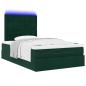 Preview: Ottoman-Bett mit Matratzen & LEDs Dunkelgrün 120x190 cm Samt