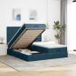 Preview: ARDEBO.de - Ottoman-Bett mit Matratzen & LEDs Dunkelblau 160x200 cm Samt