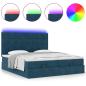 Preview: Ottoman-Bett mit Matratzen & LEDs Dunkelblau 160x200 cm Samt