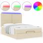 Preview: Ottoman-Bett mit Matratze & LEDs Creme 140x190 cm Stoff