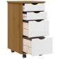 Preview: Rollschrank mit Schubladen MOSS Honigbraun Massivholz Kiefer