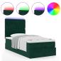 Preview: Ottoman-Bett mit Matratzen & LEDs Dunkelgrün 80x200 cm Samt