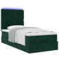 Preview: Ottoman-Bett mit Matratzen & LEDs Dunkelgrün 80x200 cm Samt