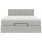 Preview: Ottoman-Bett mit Matratze Hellgrau 140x190 cm Samt