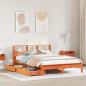 Preview: ARDEBO.de - Massivholzbett mit Regal ohne Matratze Wachsbraun 150x200 cm