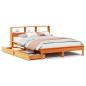 Preview: Massivholzbett mit Regal ohne Matratze Wachsbraun 150x200 cm