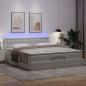 Preview: Ottoman-Bett mit Matratzen & LEDs Reinweiß 180x200cm Kunstleder