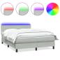 Preview: Boxspringbett mit Matratze & LED Hellgrau 160x210 cm Samt