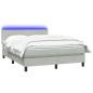 Preview: Boxspringbett mit Matratze & LED Hellgrau 160x210 cm Samt