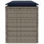 Preview: Gartenbank mit Kissen Grau 110x40x44 cm Poly Rattan