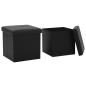 Preview: ARDEBO.de - Hocker mit Stauraum 2 Stk. Schwarz Kunstleder