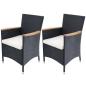Preview: ARDEBO.de - Gartenstühle 2 Stk. mit Polstern Poly Rattan Schwarz