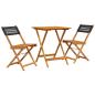 Preview: 3-tlg. Bistro-Set Schwarz Poly Rattan und Massivholz