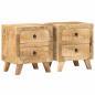Preview: ARDEBO.de - Nachttisch 2 Stk. 40x32x46 cm Raues Massivholz Mango
