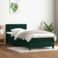 Preview: ARDEBO.de - Boxspringbett mit Matratze Dunkelgrün 80x220 cm Samt