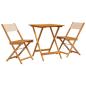 Preview: 3-tlg. Bistro-Set Beige Stoff und Massivholz
