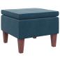 Preview: Hocker mit Holzbeinen Blau Samt