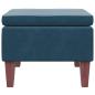 Preview: Hocker mit Holzbeinen Blau Samt