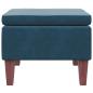 Preview: Hocker mit Holzbeinen Blau Samt