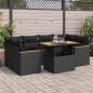 Preview: ARDEBO.de - 6-tlg. Garten-Sofagarnitur mit Kissen Schwarz Poly Rattan
