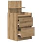 Preview: Nachttisch mit 2 Schubladen Artisan-Eiche 38x34x80 cm