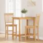 Preview: Barhocker 2 Stk. Natur Massivholz Gummibaum